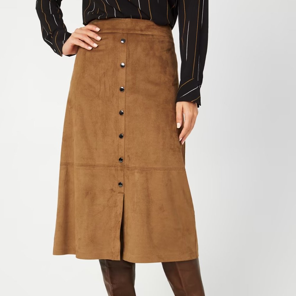 Laura's Vegan Seude Brown A-Line Skirt